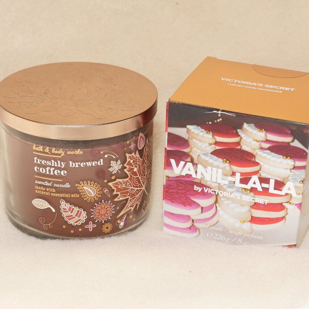 Victoria’s Secret Vanil-La-La & Freshly Brewed Coffee Scented Candles Vanilla - Picture 2 of 3